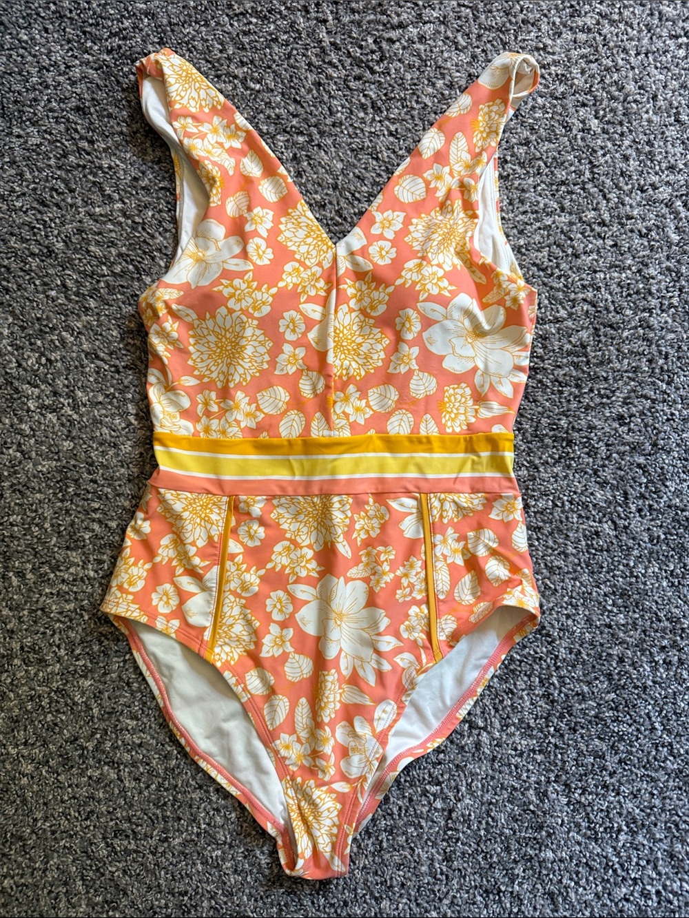Matilda Jane Coral Floral One-Piece Swimsuit with Yellow Accents